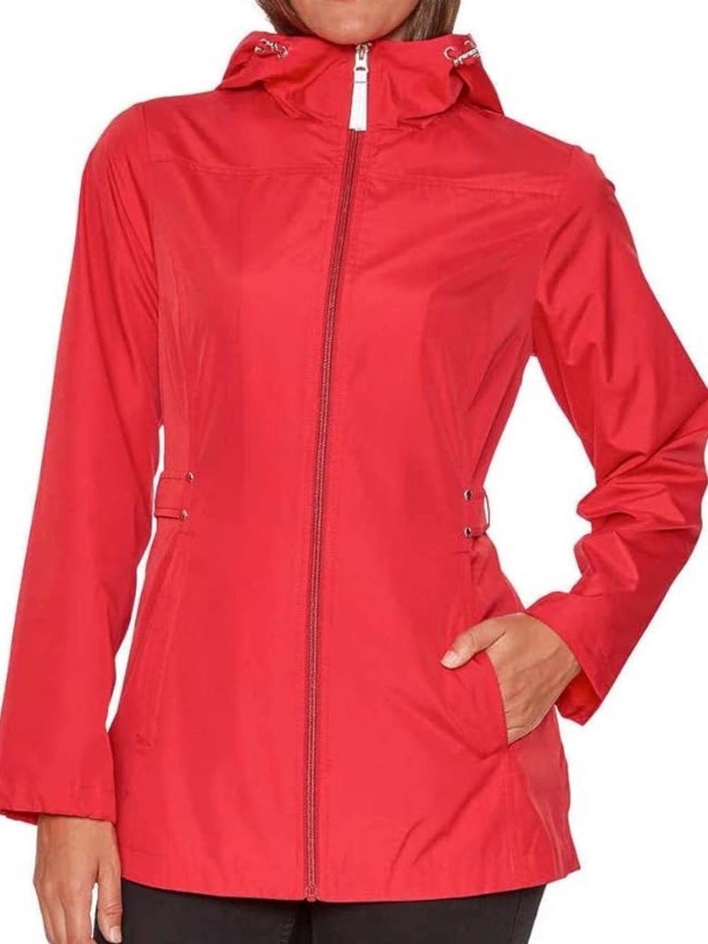 NWT $50 Jones New York Packable Rain Jacket Windbreaker Red